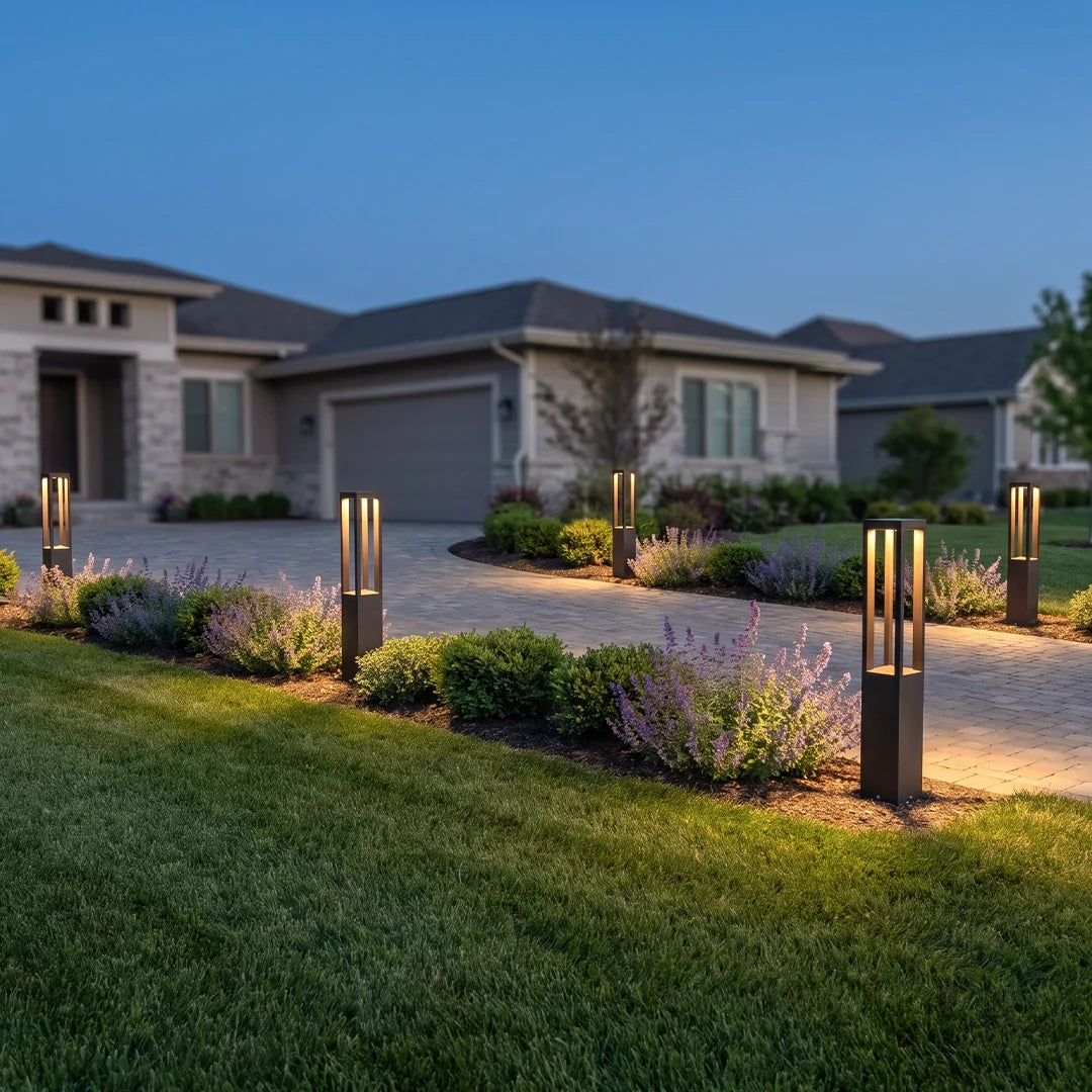 LED Bollard Garden Light Black Aluminum Garden Landscape Light