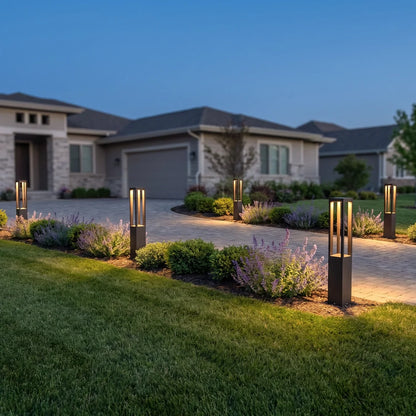 LED Bollard Garden Light Black Aluminum Garden Landscape Light