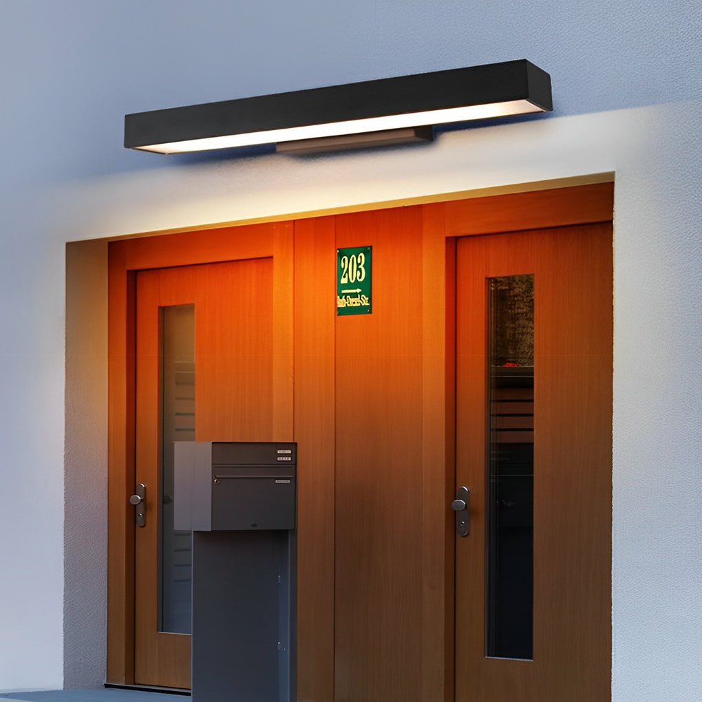 LED Linear Wall Light Outdoor Black Rectangular Lamp
