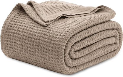 Cotton Waffle Blanket – 100% Long-Staple Cotton Throw & Bed Blanket, 6 Sizes, 17 Colours
