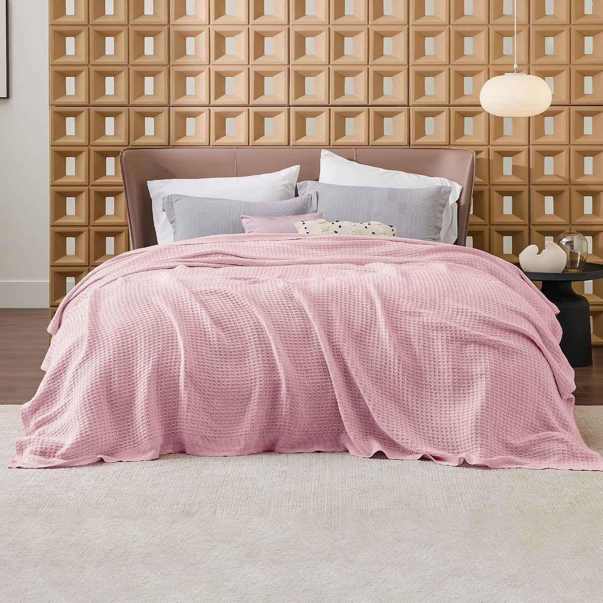 Cozy Haven | 100% Cotton Queen Blanket with Cooling Waffle Weave | Soft & Breathable for Summer Comfort