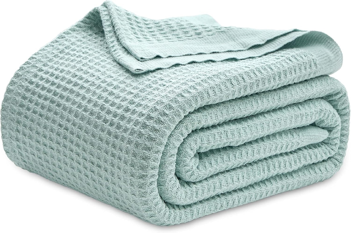 Cotton Waffle Blanket – 100% Long-Staple Cotton Throw & Bed Blanket, 6 Sizes, 17 Colours