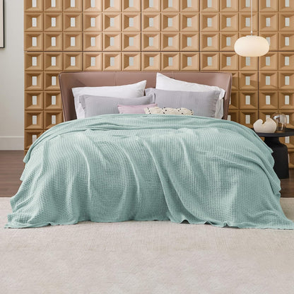 Cotton Waffle Blanket – 100% Long-Staple Cotton Throw & Bed Blanket, 6 Sizes, 17 Colours