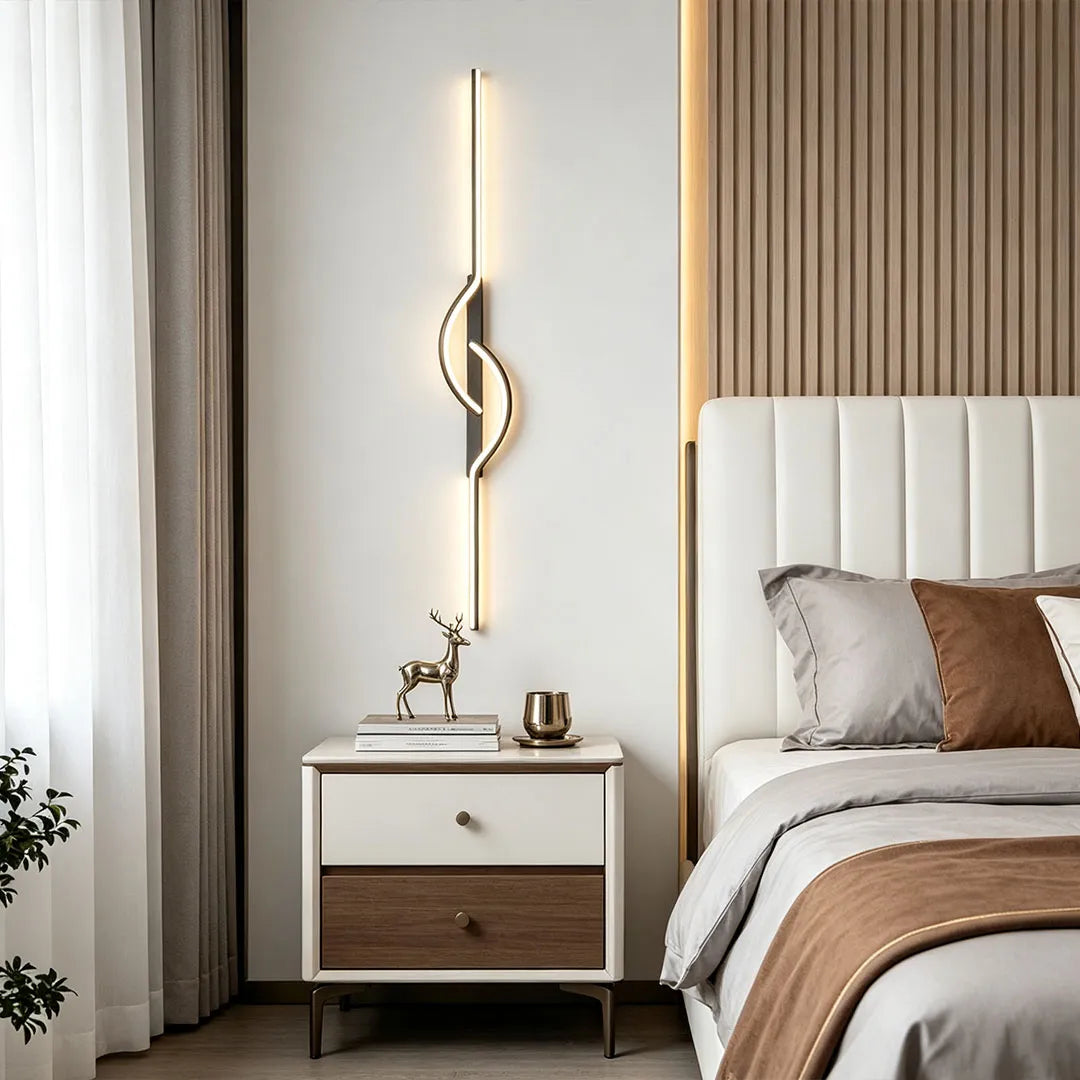 Modern Linear Wall Sconce Creative Black Aluminum Lamp