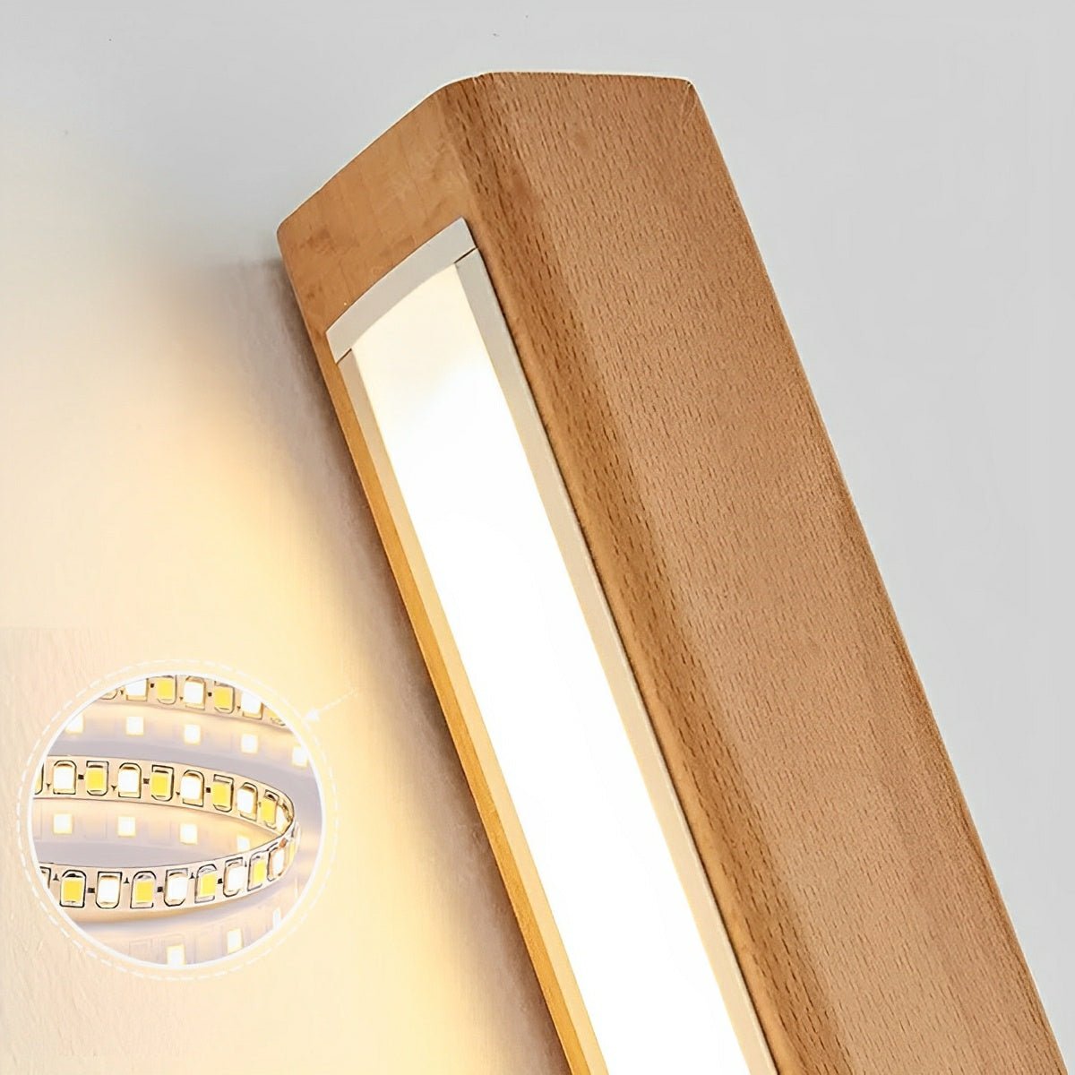 Modern Minimalist Wood Up&Down LED Long Strip Indoor Wall Sconce