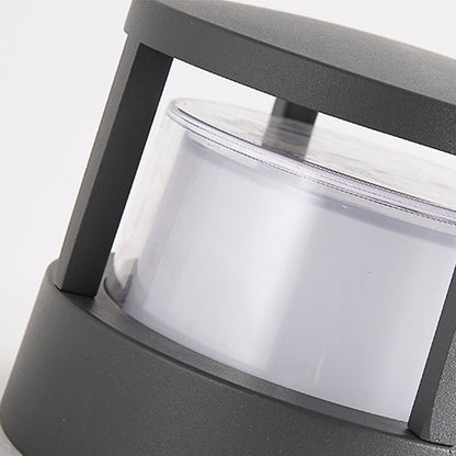 Modern Round Outdoor Post Light Double-Layered Lampshade Light