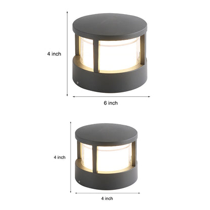 Modern Round Outdoor Post Light Double-Layered Lampshade Light