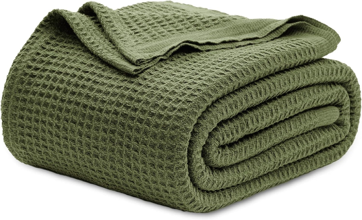 Cotton Waffle Blanket – 100% Long-Staple Cotton Throw & Bed Blanket, 6 Sizes, 17 Colours