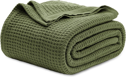 Cotton Waffle Blanket – 100% Long-Staple Cotton Throw & Bed Blanket, 6 Sizes, 17 Colours