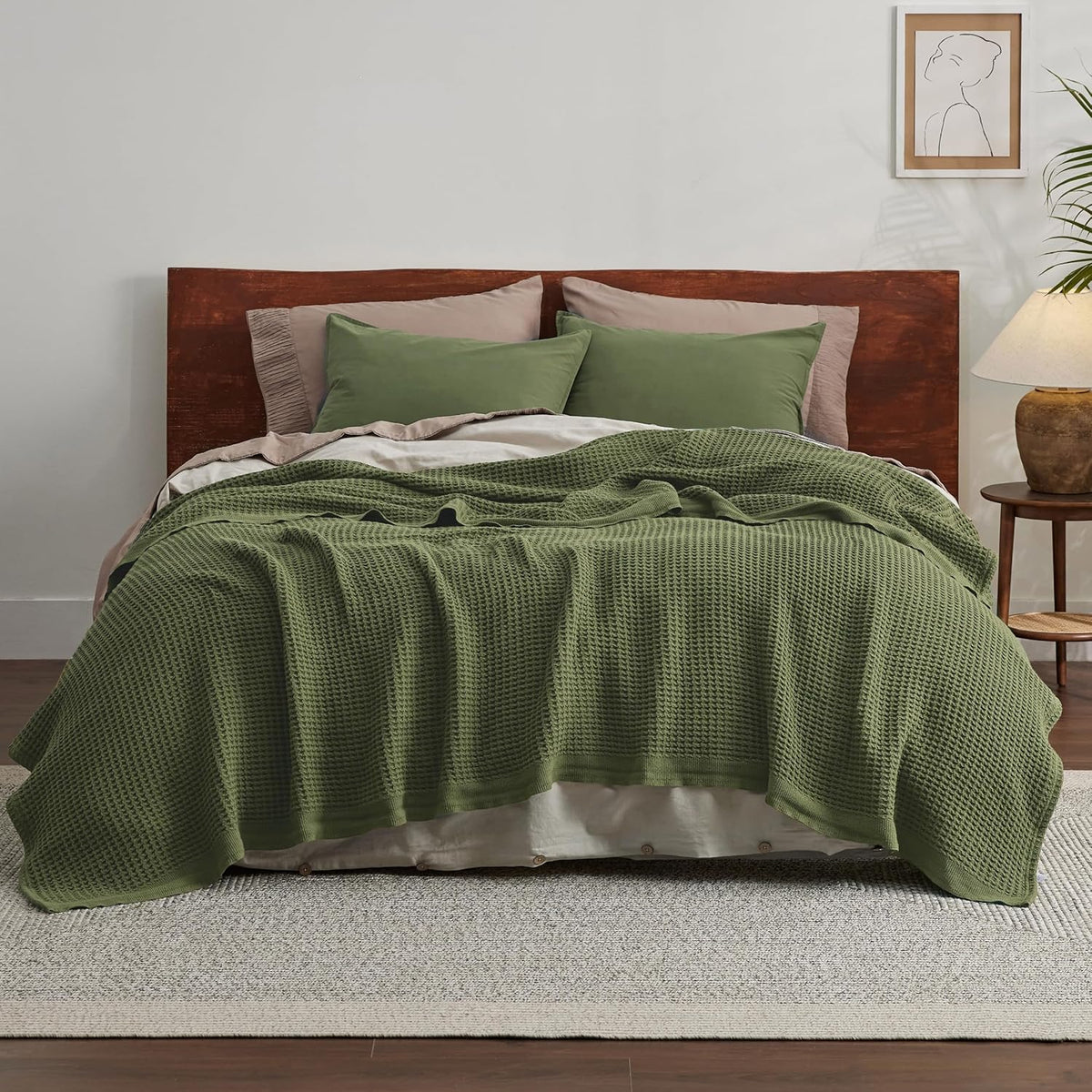 Cotton Waffle Blanket – 100% Long-Staple Cotton Throw & Bed Blanket, 6 Sizes, 17 Colours