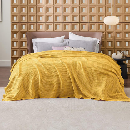 Cotton Waffle Blanket – 100% Long-Staple Cotton Throw & Bed Blanket, 6 Sizes, 17 Colours