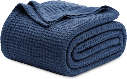Cotton Waffle Blanket – 100% Long-Staple Cotton Throw & Bed Blanket, 6 Sizes, 17 Colours