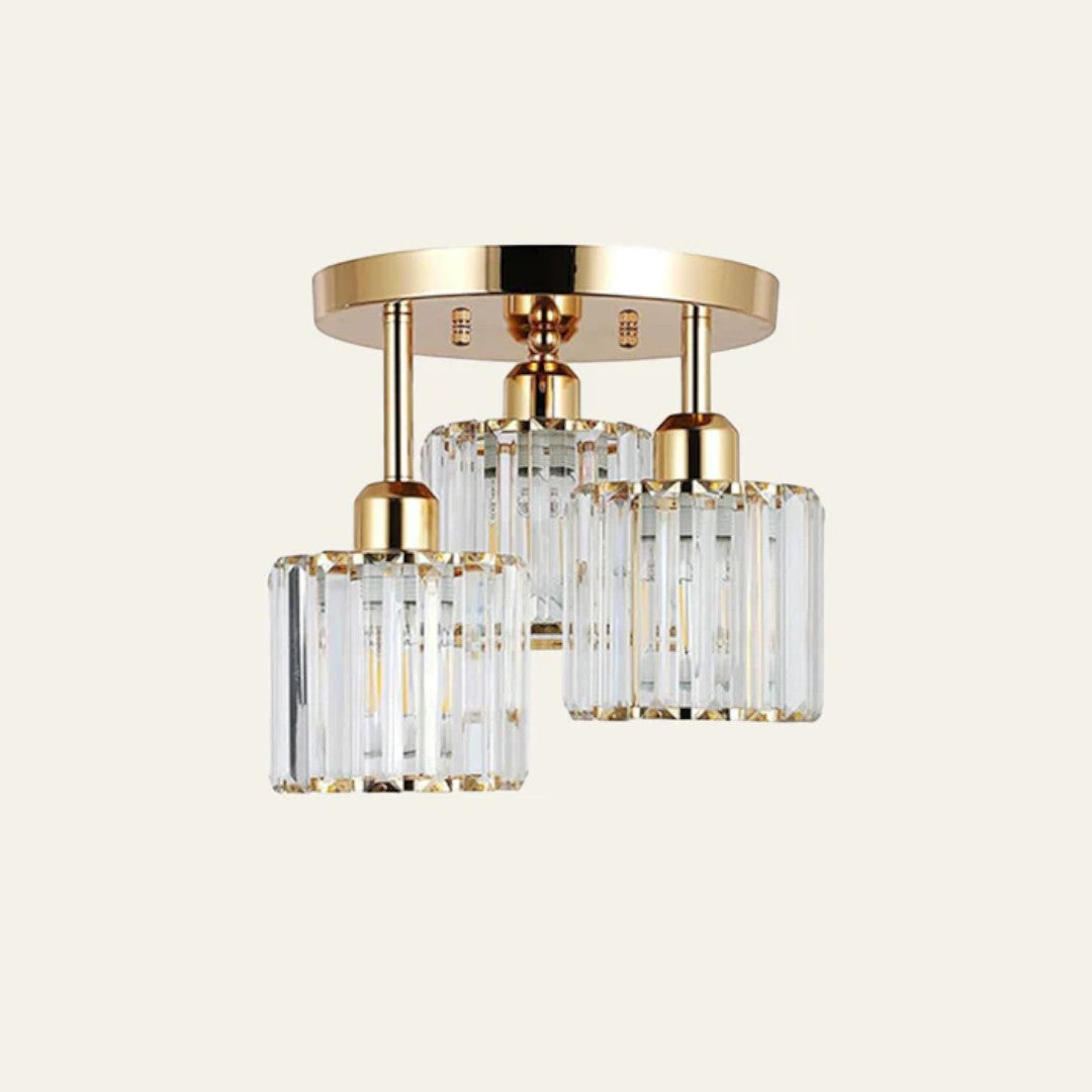 Crystal Ceiling Light – 3-Light Semi Flush Bedroom Lamp, 25cm, Black, Gold or Silver