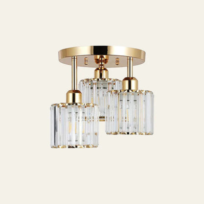 Crystal Ceiling Light – 3-Light Semi Flush Bedroom Lamp, 25cm, Black, Gold or Silver