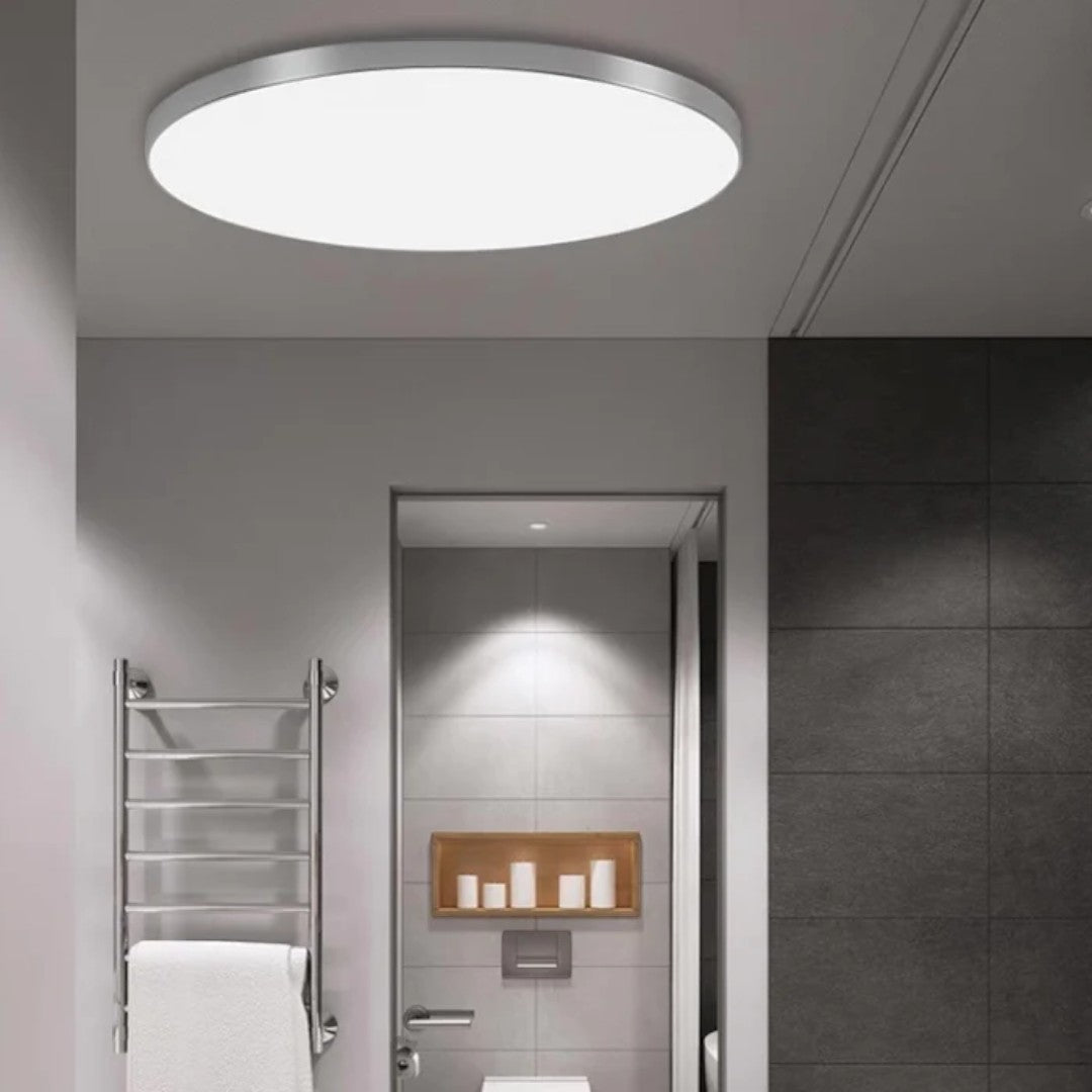 Ultra-Slim LED Ceiling Light – 2cm Round Flush Panel, 23 to 45cm, Black, White, Silver or Gold