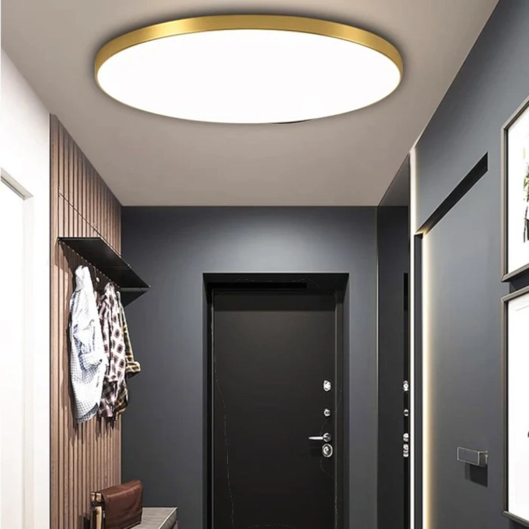 Ultra-Slim LED Ceiling Light – 2cm Round Flush Panel, 23 to 45cm, Black, White, Silver or Gold