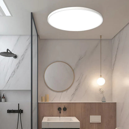 Ultra-Slim LED Ceiling Light – 2cm Round Flush Panel, 23 to 45cm, Black, White, Silver or Gold