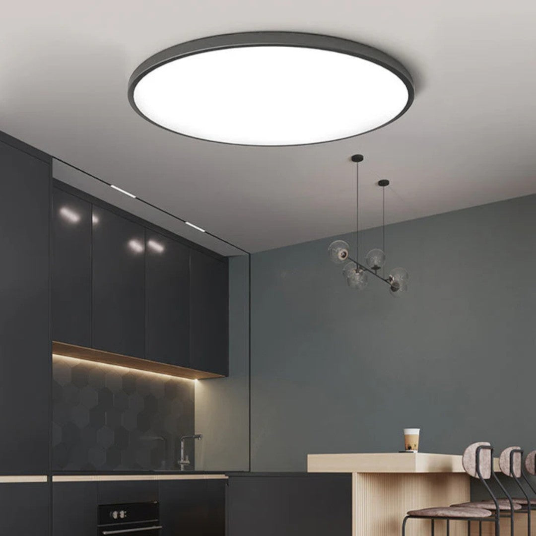 Ultra-Slim LED Ceiling Light – 2cm Round Flush Panel, 23 to 45cm, Black, White, Silver or Gold