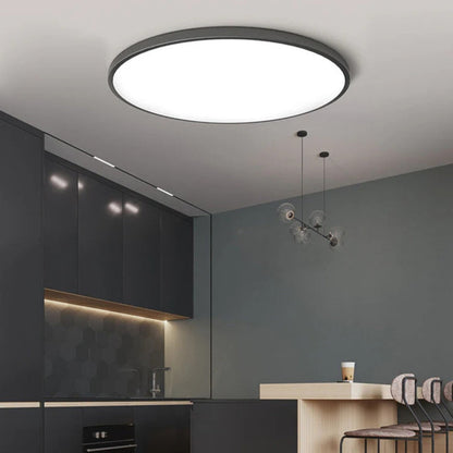 Ultra-Slim LED Ceiling Light – 2cm Round Flush Panel, 23 to 45cm, Black, White, Silver or Gold