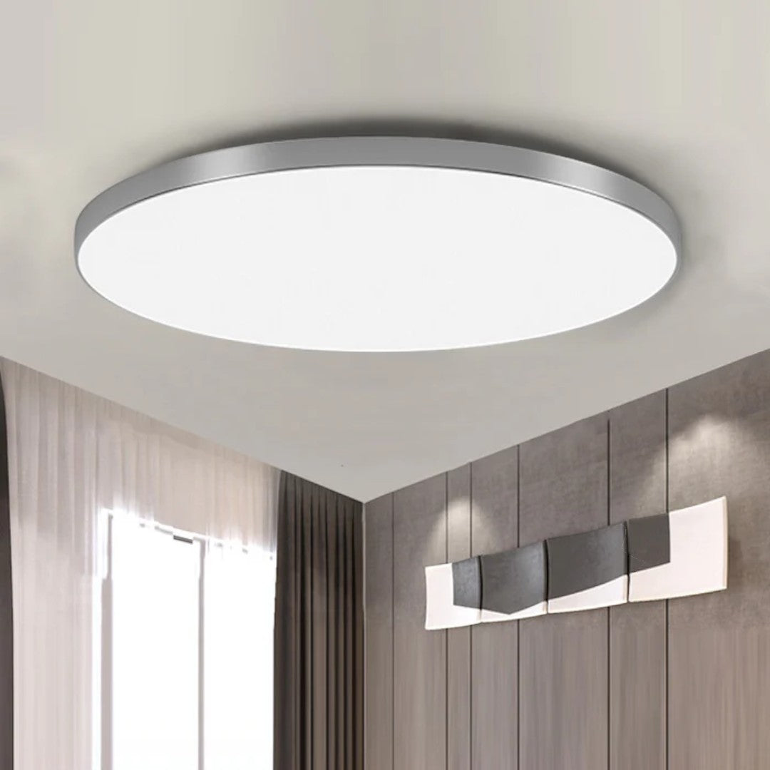 Ultra-Slim LED Ceiling Light – 2cm Round Flush Panel, 23 to 45cm, Black, White, Silver or Gold