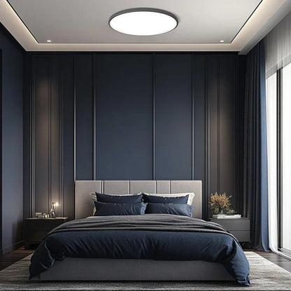 Ultra-Slim LED Ceiling Light – 2cm Round Flush Panel, 23 to 45cm, Black, White, Silver or Gold