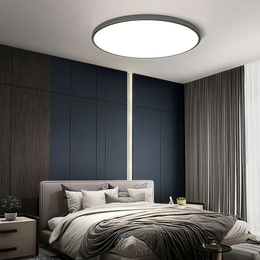 Ultra-Slim LED Ceiling Light – 2cm Round Flush Panel, 23 to 45cm, Black, White, Silver or Gold