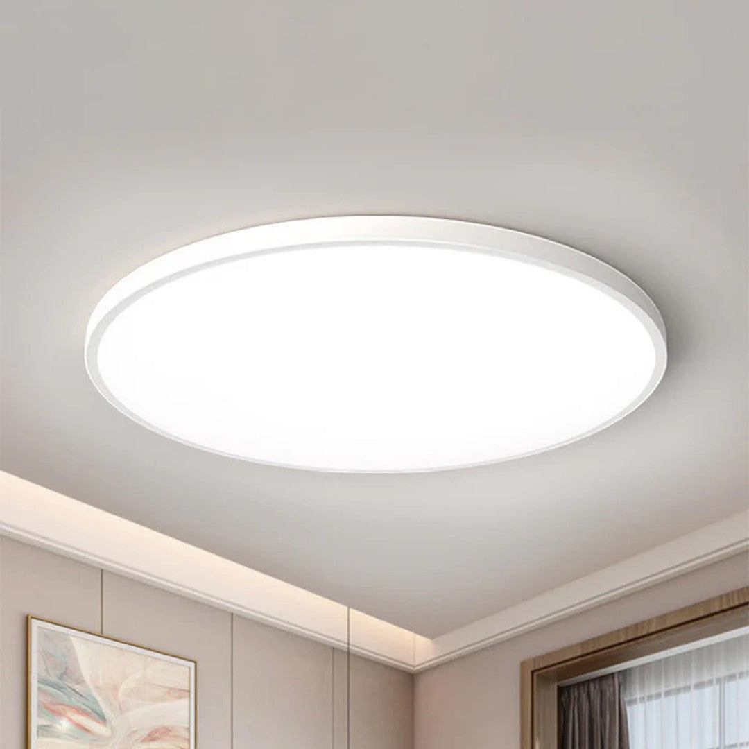 Ultra-Slim LED Ceiling Light – 2cm Round Flush Panel, 23 to 45cm, Black, White, Silver or Gold