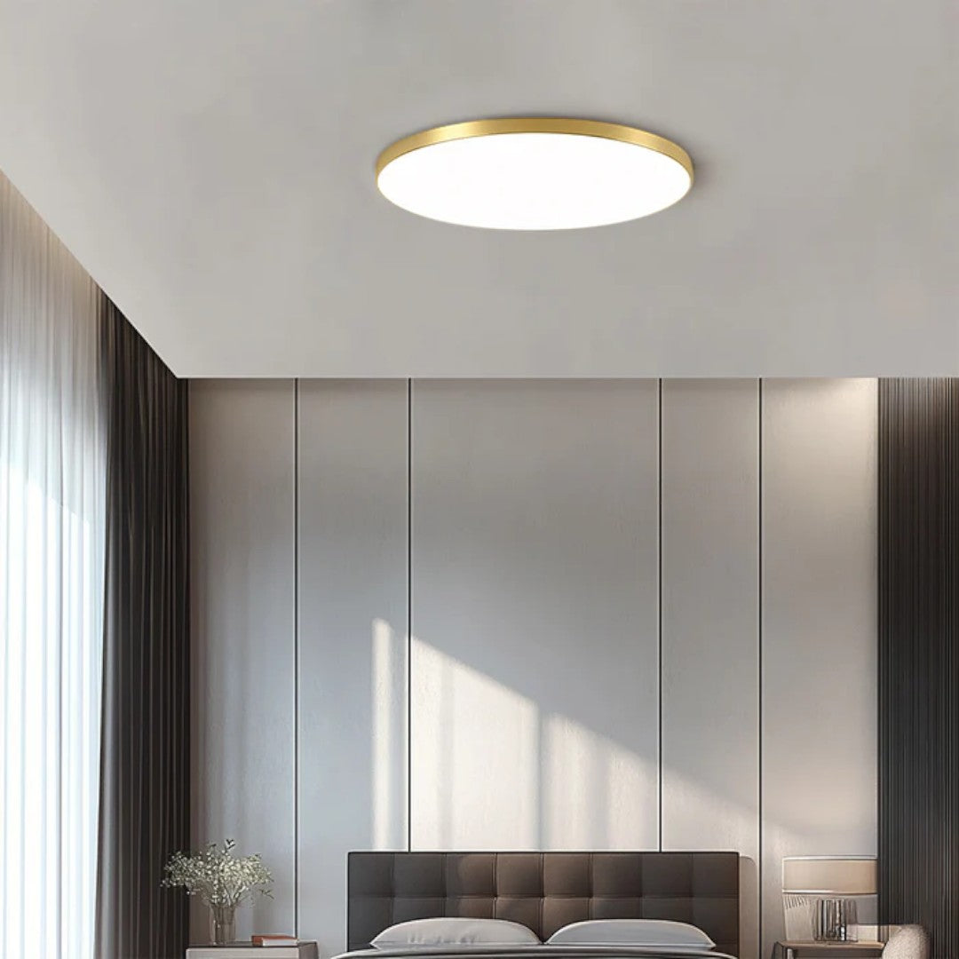 Ultra-Slim LED Ceiling Light – 2cm Round Flush Panel, 23 to 45cm, Black, White, Silver or Gold