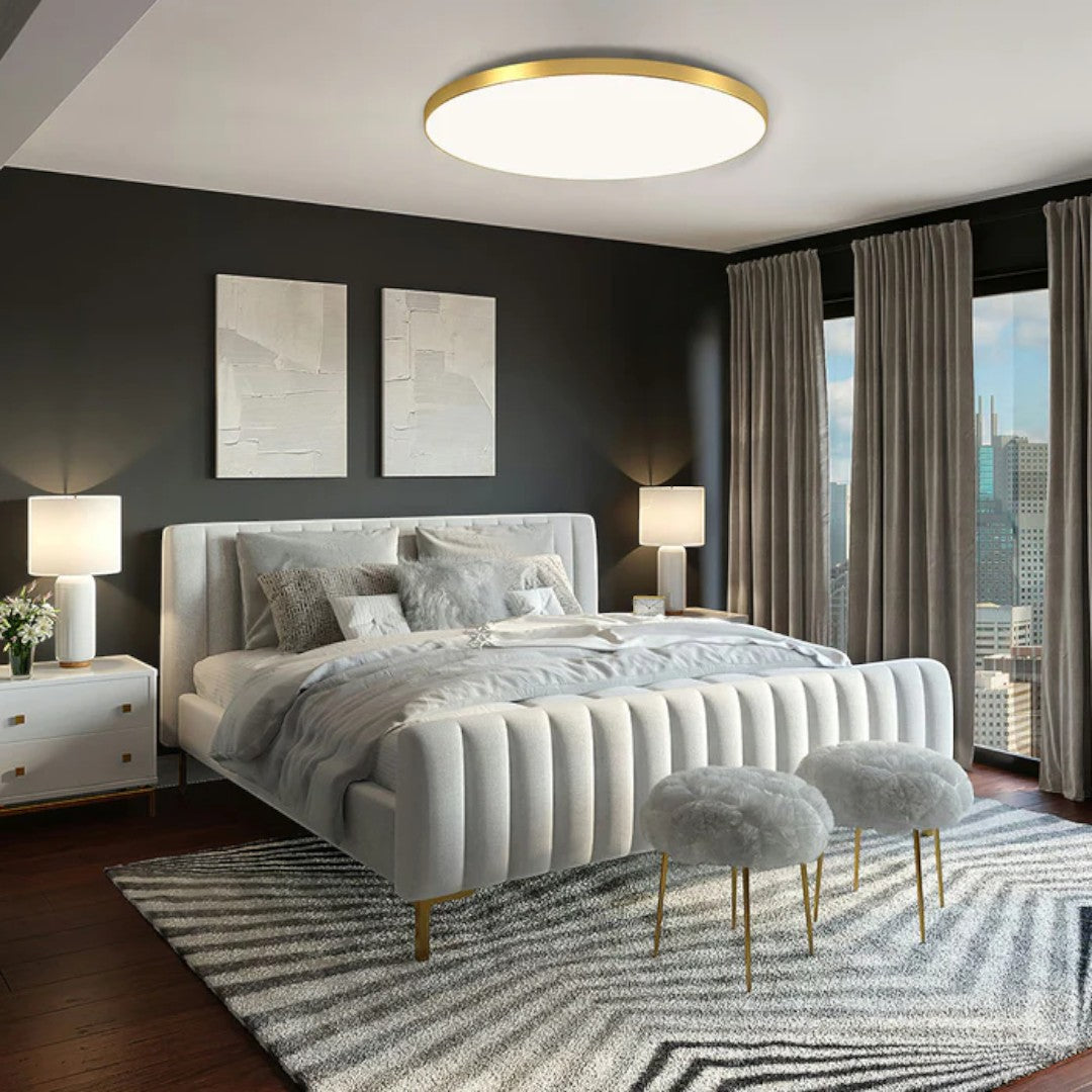 Ultra-Slim LED Ceiling Light – 2cm Round Flush Panel, 23 to 45cm, Black, White, Silver or Gold