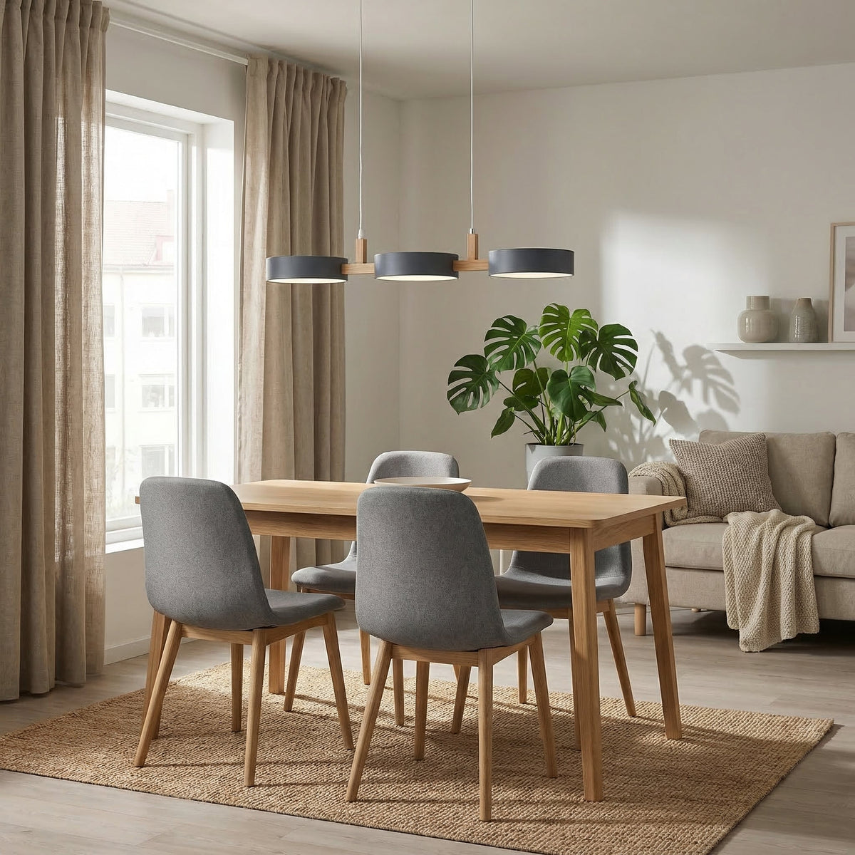 Multi Pendant Light – Scandinavian Metal Cylinders, 77cm Cluster, White, Grey or Green, Dimmable Option