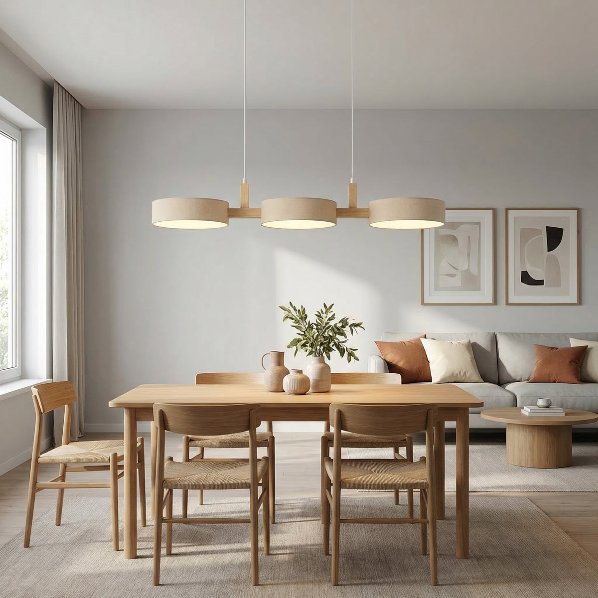 Multi Pendant Light – Scandinavian Metal Cylinders, 77cm Cluster, White, Grey or Green, Dimmable Option
