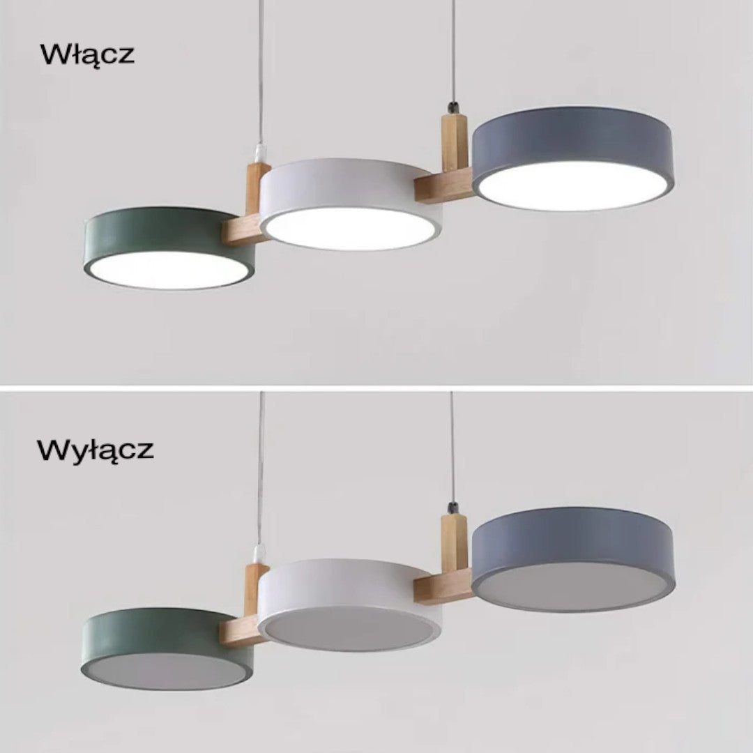 Multi Pendant Light – Scandinavian Metal Cylinders, 77cm Cluster, White, Grey or Green, Dimmable Option