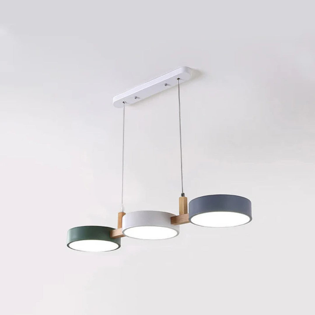 Multi Pendant Light – Scandinavian Metal Cylinders, 77cm Cluster, White, Grey or Green, Dimmable Option