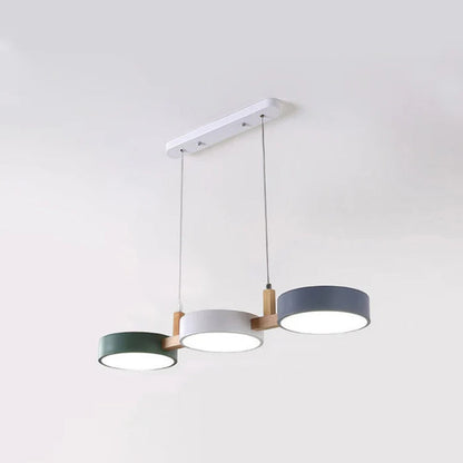 Multi Pendant Light – Scandinavian Metal Cylinders, 77cm Cluster, White, Grey or Green, Dimmable Option