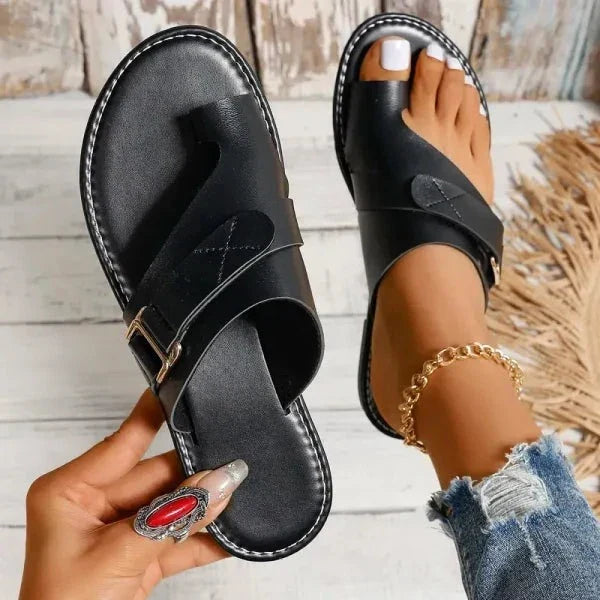 Orthopedic Leather Sandals with Arch Support and Hallux Valgus Correction Women’s Comfort Sandals Retro Style | Sansoti