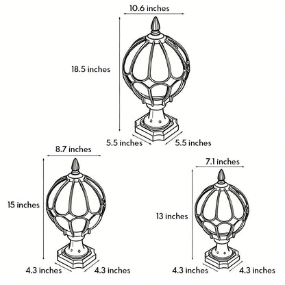 Outdoor Globe Pillar Lights Retro Glass Globe Copper Fence Post Light
