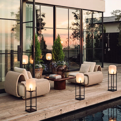 Outdoor Standing Light Lantern LED Metal Floor Lamp