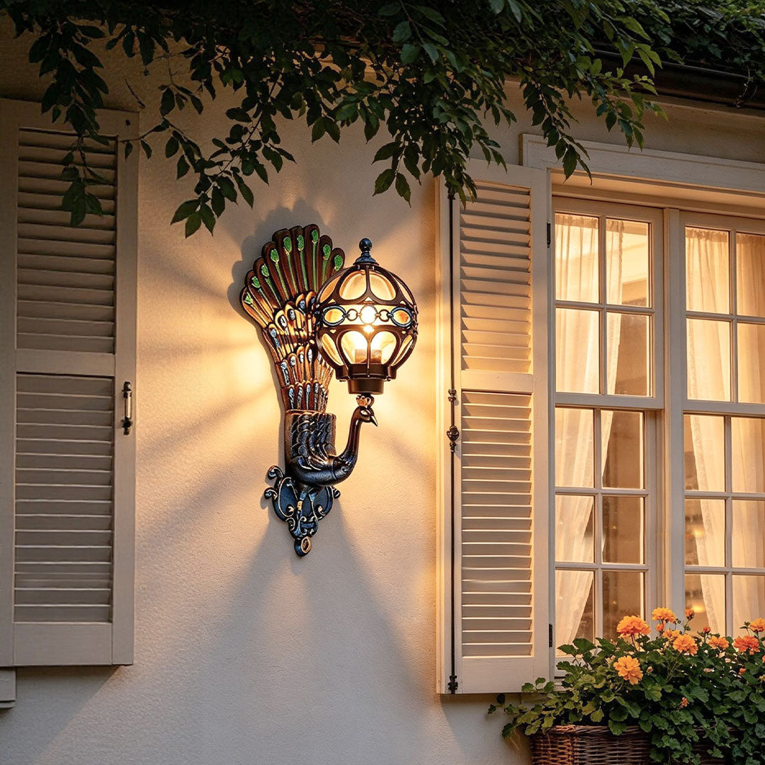 Peacock Wall Light Waterproof Retro European Aluminum Wall Sconce