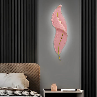 Feather Wall Light Modern Luxury LED White Resin Art Corridor Lamp