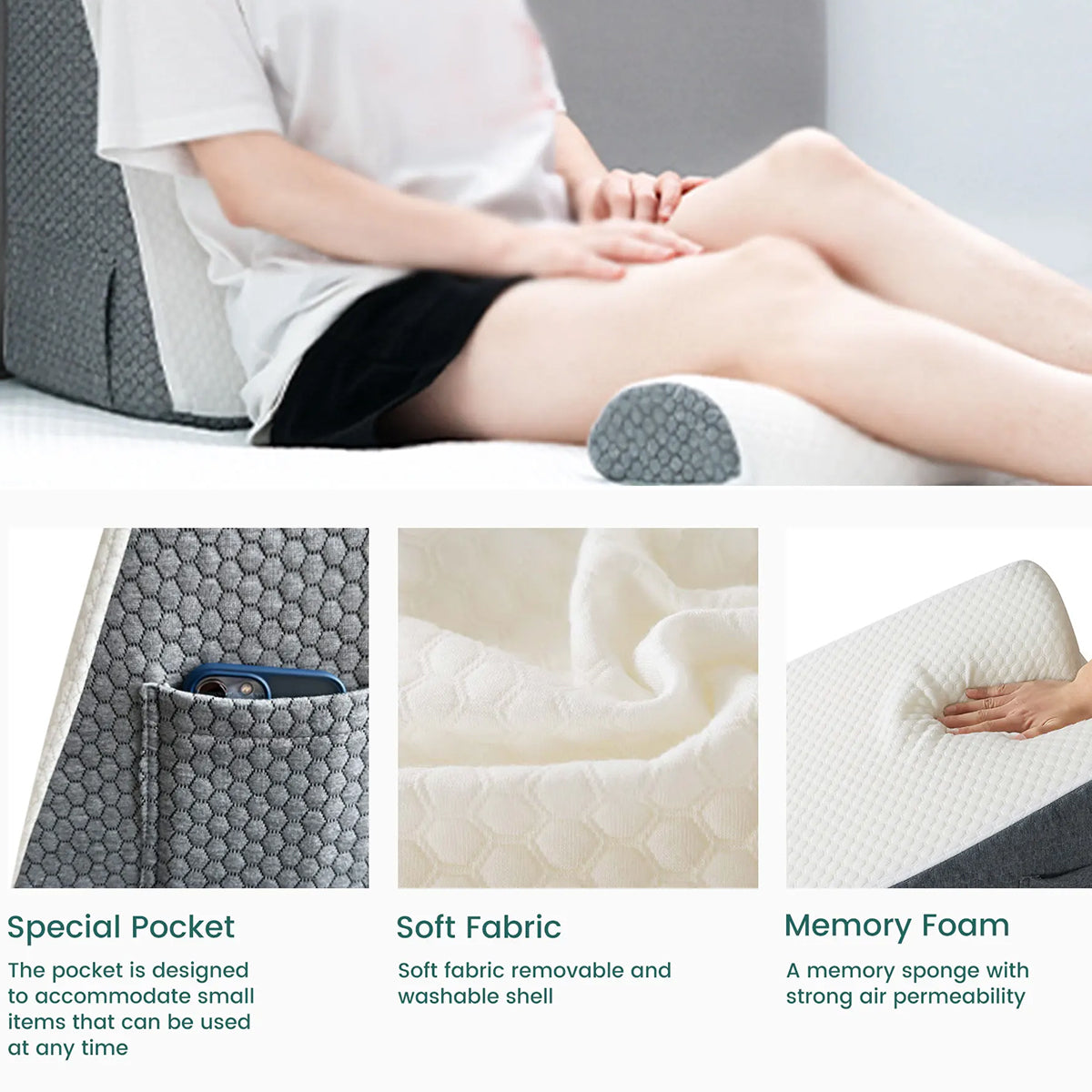 PropZilia 6-in-1 Bed Wedge Pillow for Acid Reflux and GERD Relief