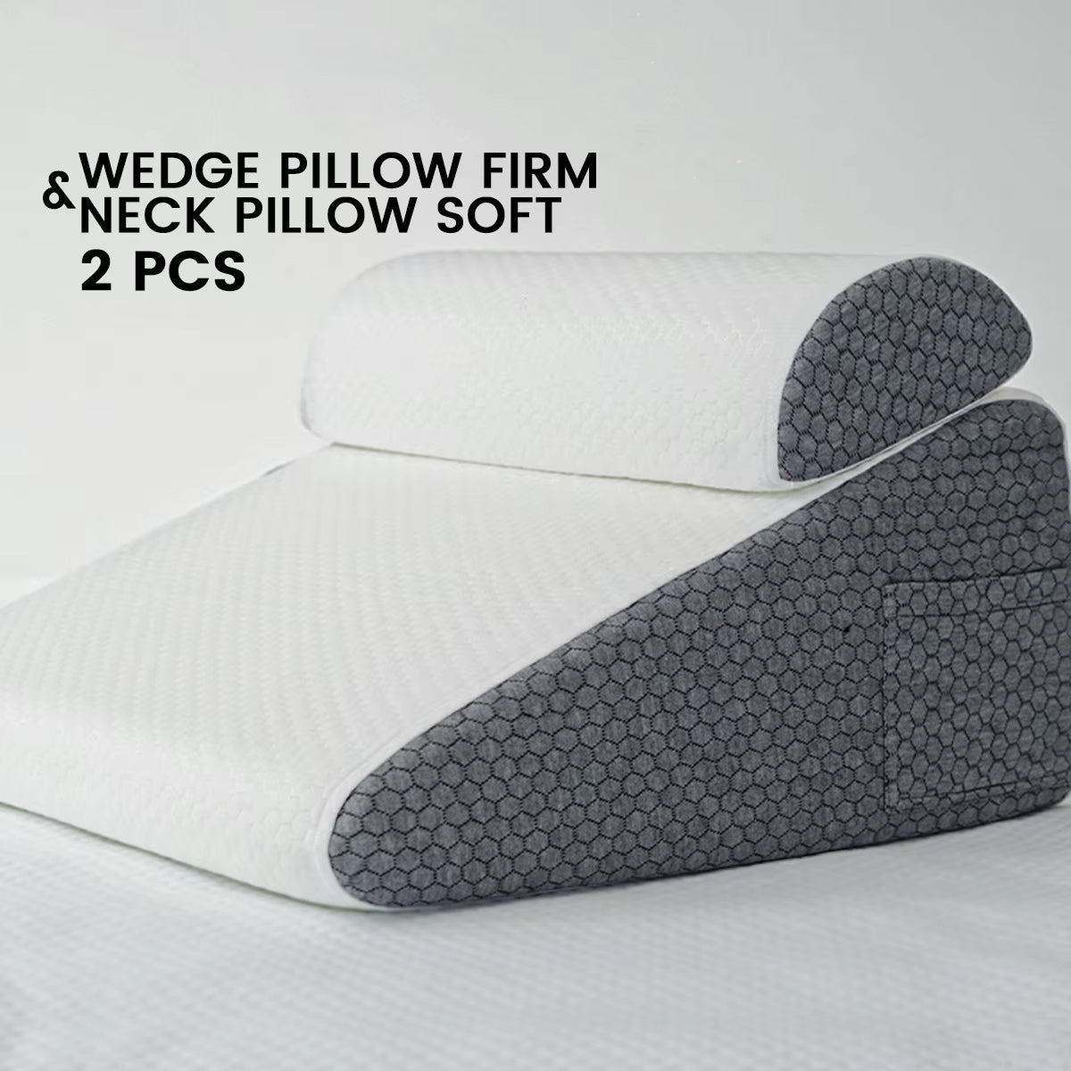 6-in-1 Bed Wedge Pillow – Adjustable Elevated Support Set for Back, Legs & Upright Sleep, Dark Grey