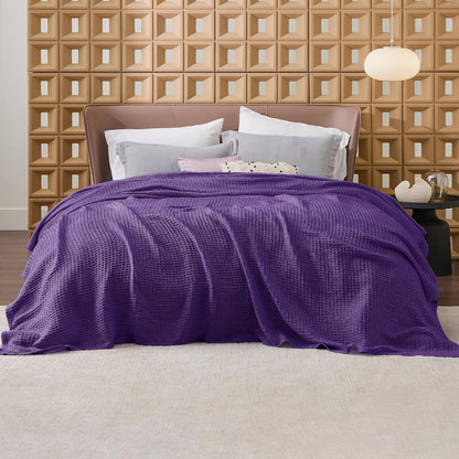 Cotton Waffle Blanket – 100% Long-Staple Cotton Throw & Bed Blanket, 6 Sizes, 17 Colours