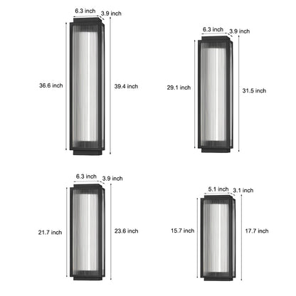 Reeded Glass Light Rectangular LED Modern Outdoor Wall Light