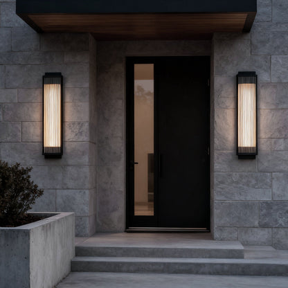Reeded Glass Light Rectangular LED Modern Outdoor Wall Light