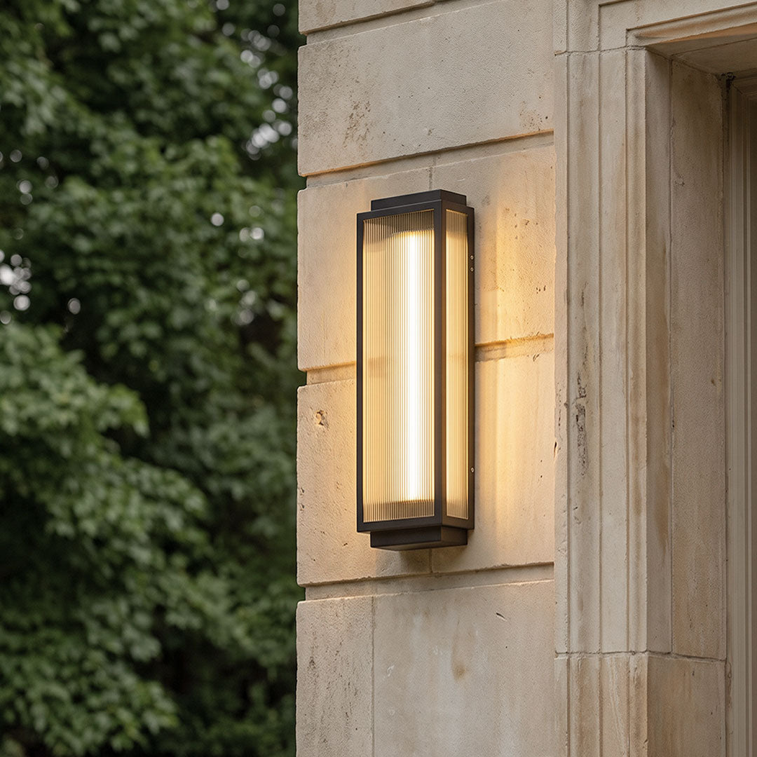 Reeded Glass Light Rectangular LED Modern Outdoor Wall Light