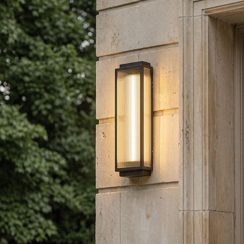 Reeded Glass Light Rectangular LED Modern Outdoor Wall Light