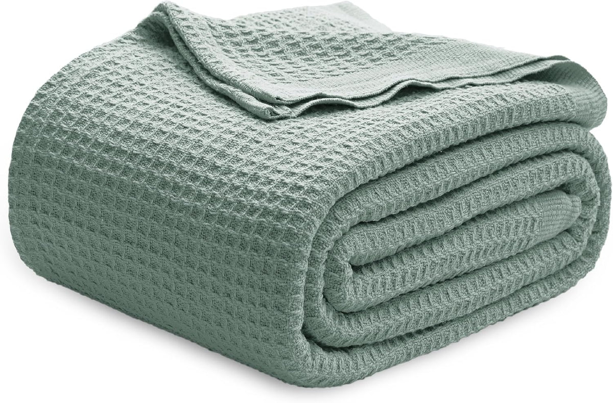 Cotton Waffle Blanket – 100% Long-Staple Cotton Throw & Bed Blanket, 6 Sizes, 17 Colours