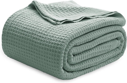 Cotton Waffle Blanket – 100% Long-Staple Cotton Throw & Bed Blanket, 6 Sizes, 17 Colours