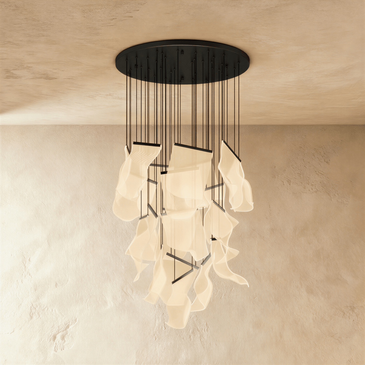 Sheets Chandelier (Round Ceiling Mount)