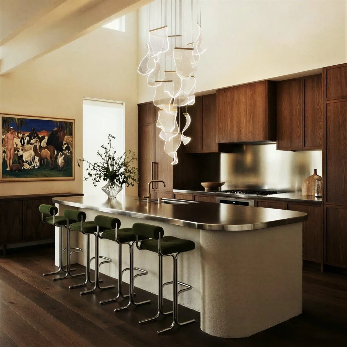 Sheets Chandelier (Round Ceiling Mount)